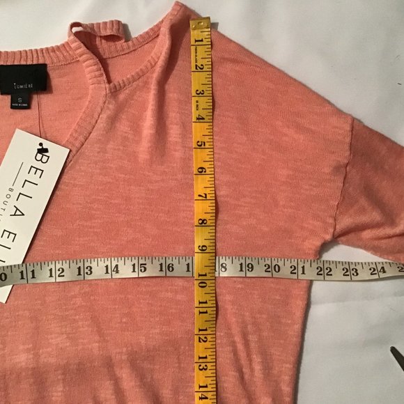 Lumiere Womens Cold Shoulder Peach Top Small Long Sleeve NWT - Picture 7 of 8